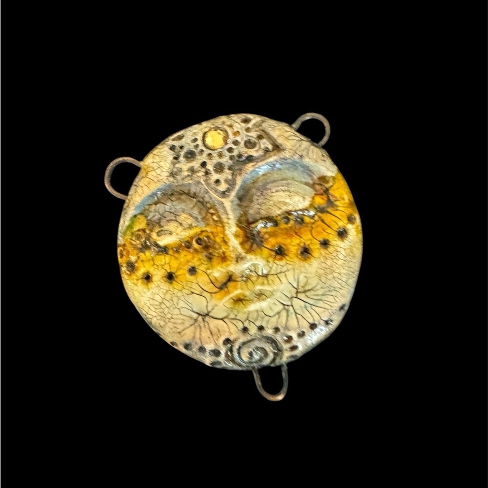 Artistic Yellow and Black Face Pendant - Picture 1 of 2